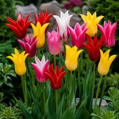 Tulipa 'Lily Flowering Mixed' - Tulp 'Lily Flowering Mixed' 
